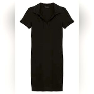 Zara Polo Shirt Midi Dress Small Black Double Slit Casual Everyday Dress NEW
